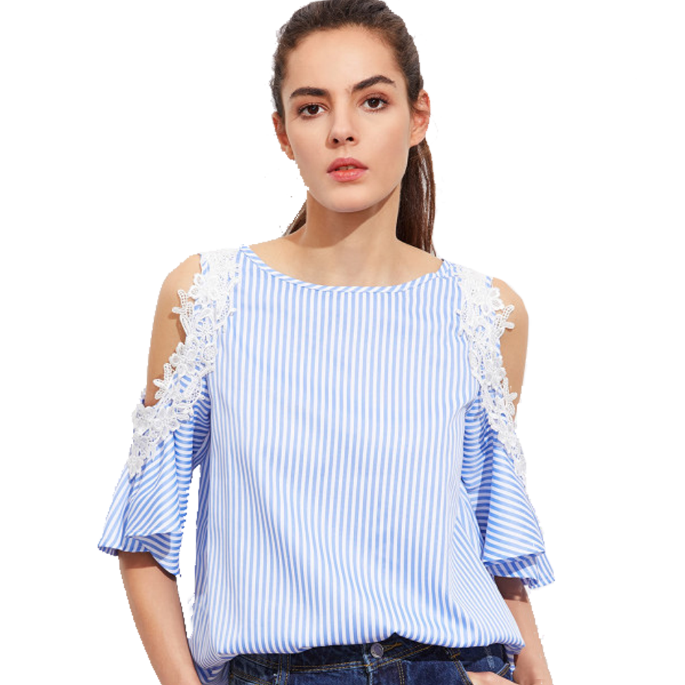 Open Shoulder Back Striped Top