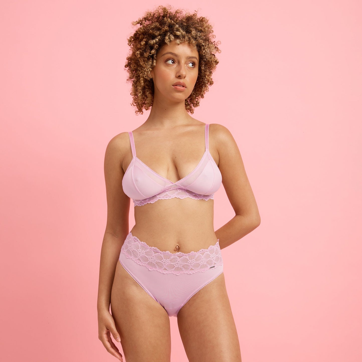 Luxe Orchid Microfibre & Lace High Leg Bikini Set