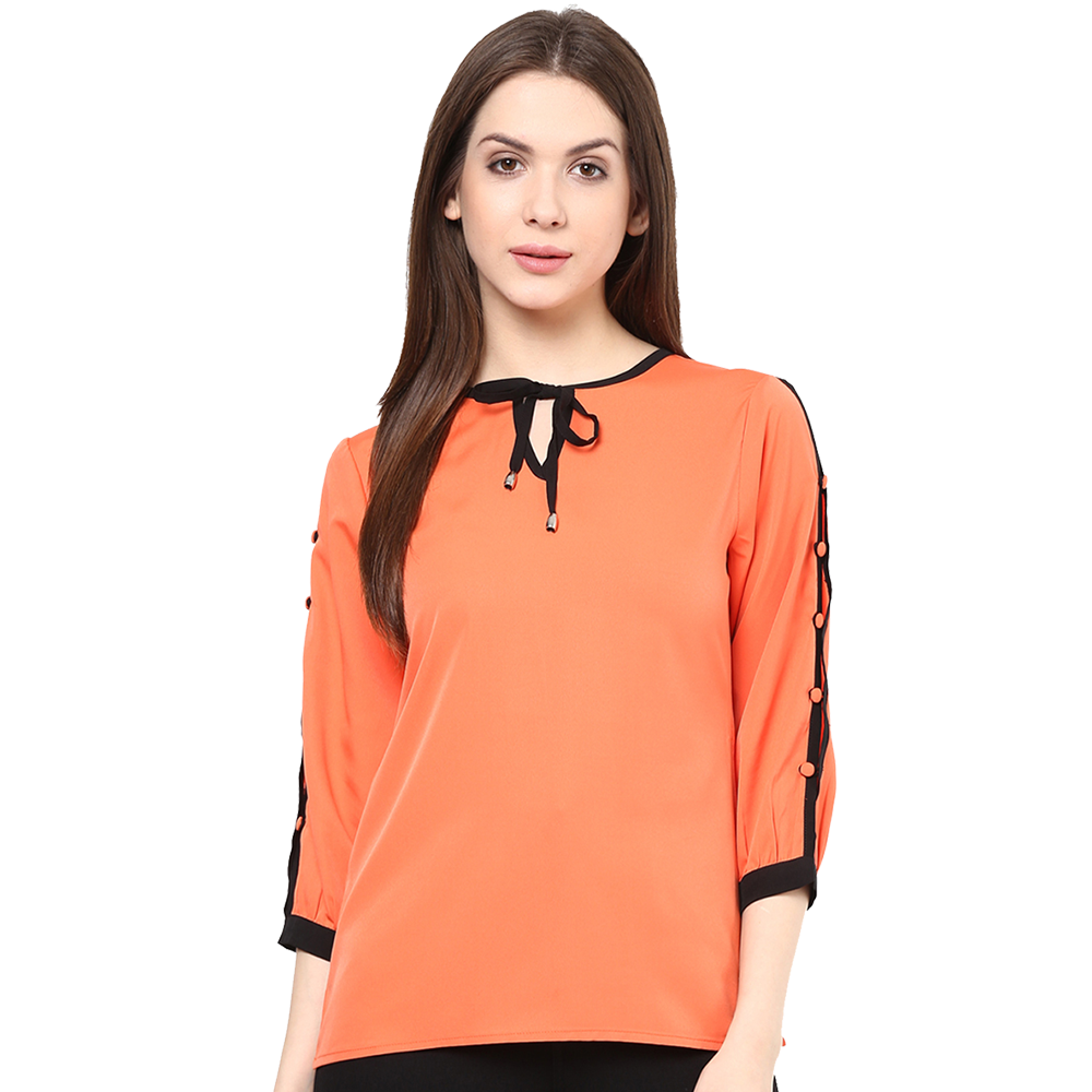 girls orange and black t-shirt