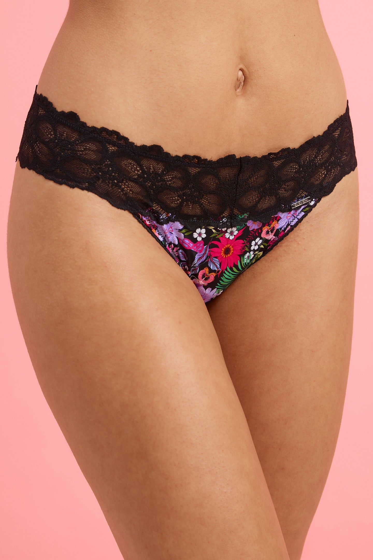 Tropical Floral Microfibre & Lace Bikini