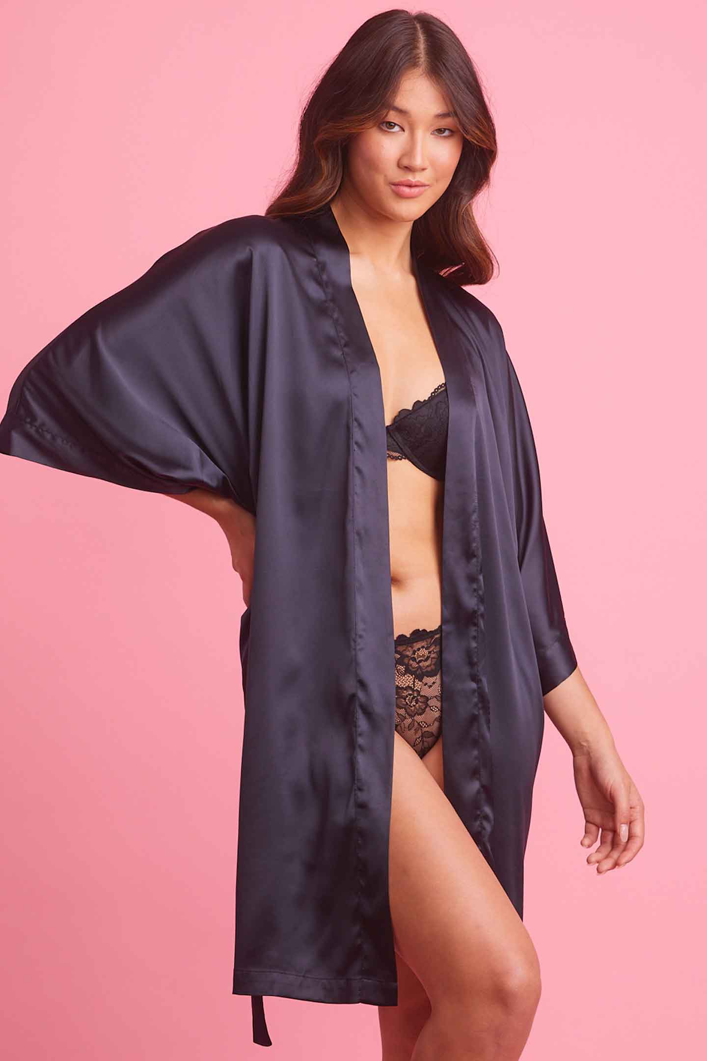 Vixen Black Bra, Bikini Robe Set