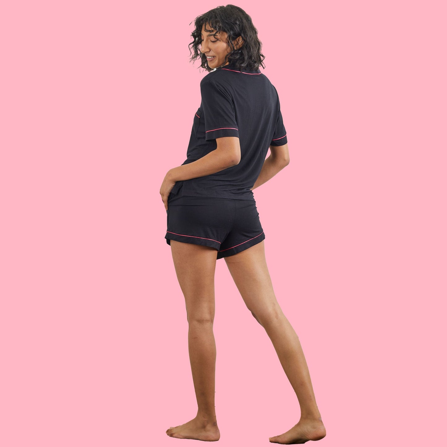 Black Short Sleeve Pyjama Set