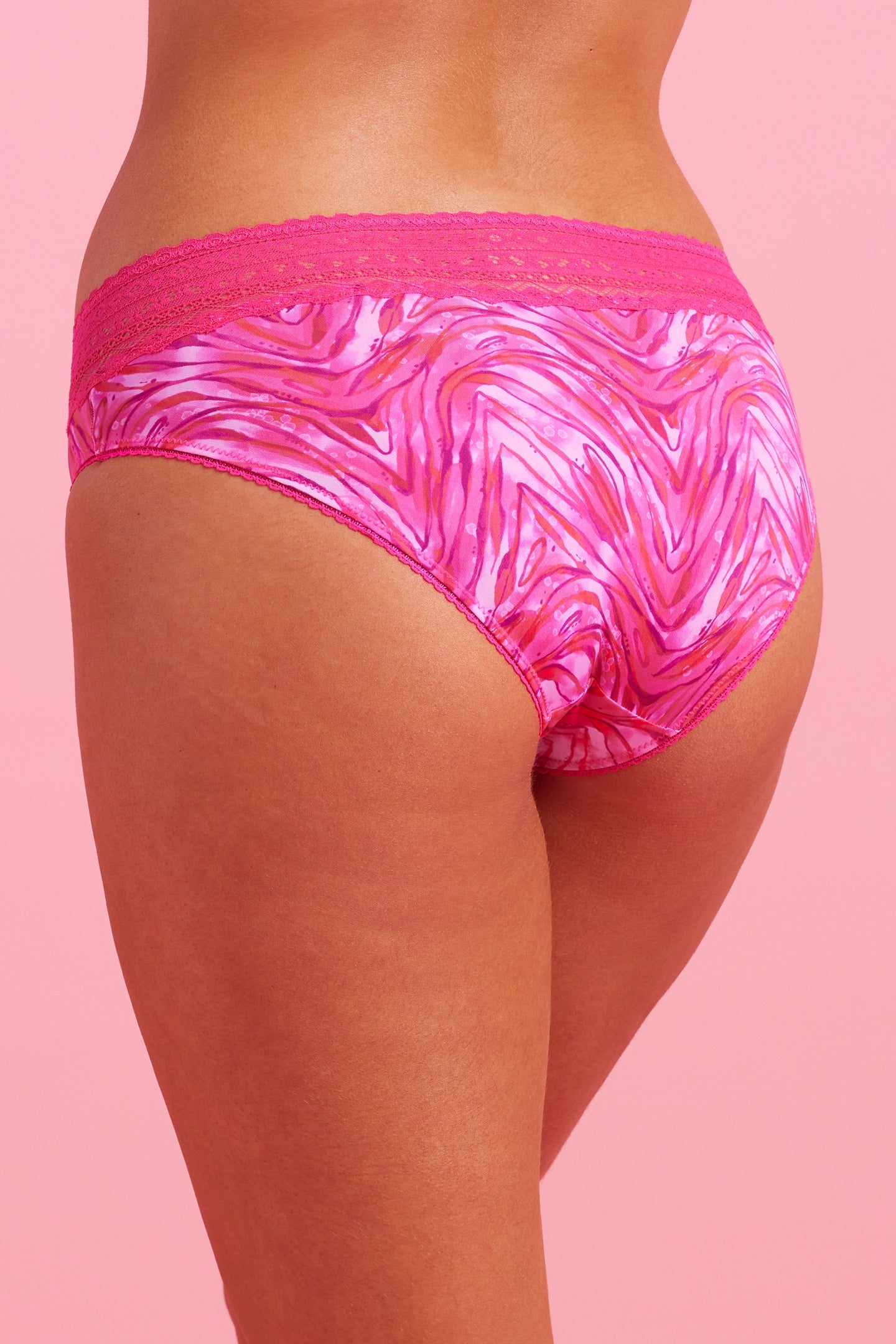 Luxe Pink Zebra Microfibre & Lace Boyleg