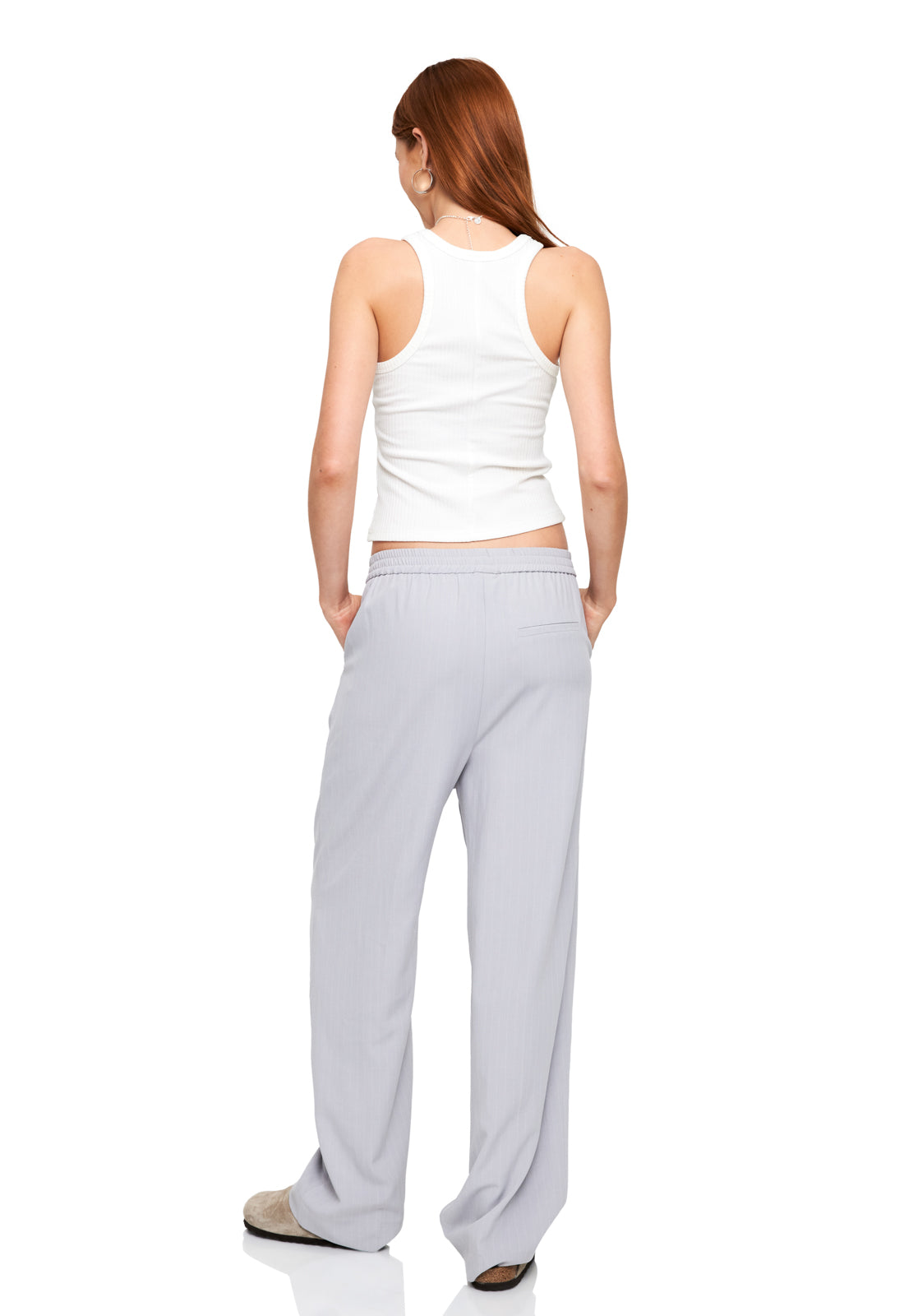 AGYNESS PANT - LIGHT GREY PINSTRIPE