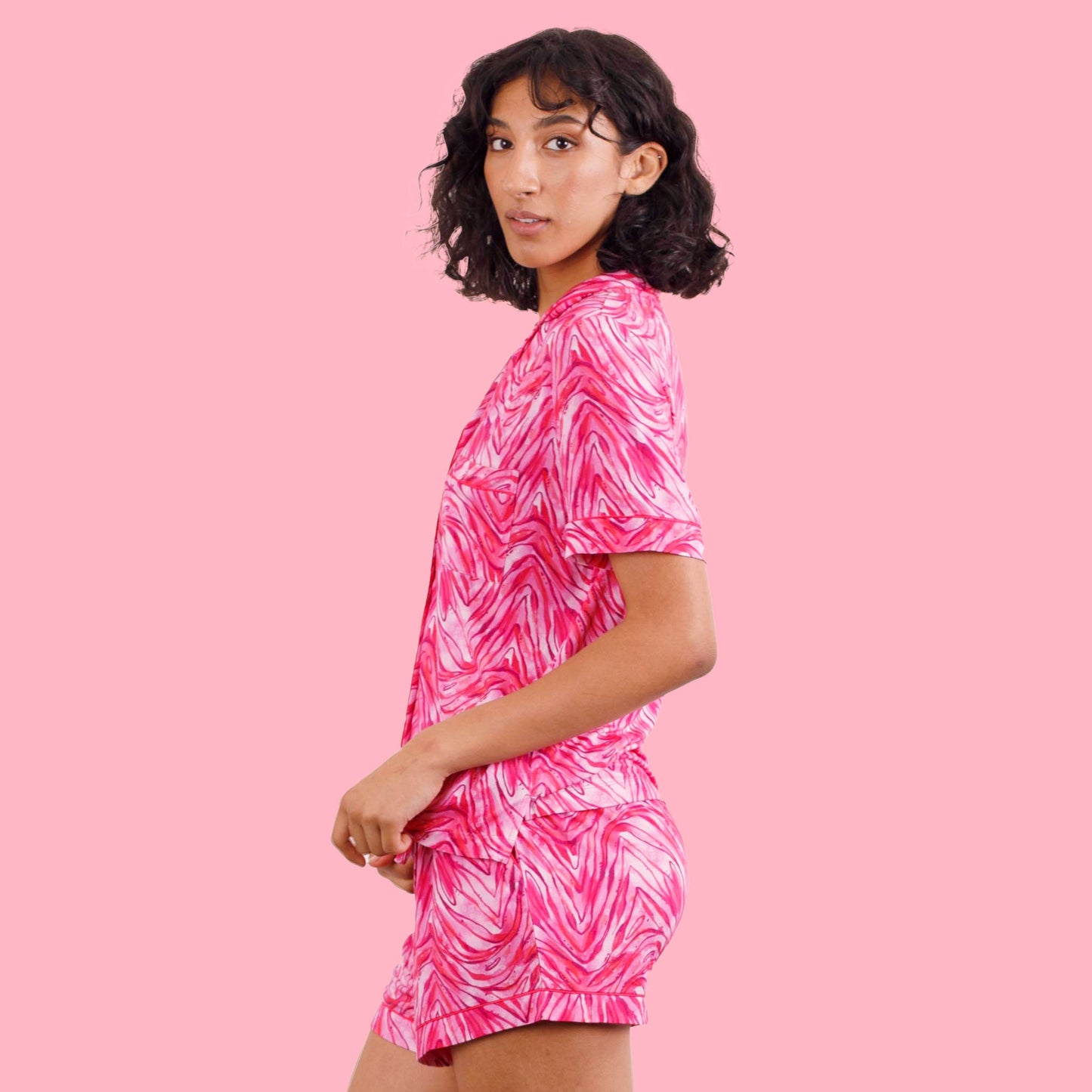 Pink Zebra Short Sleeve Pyjama Set