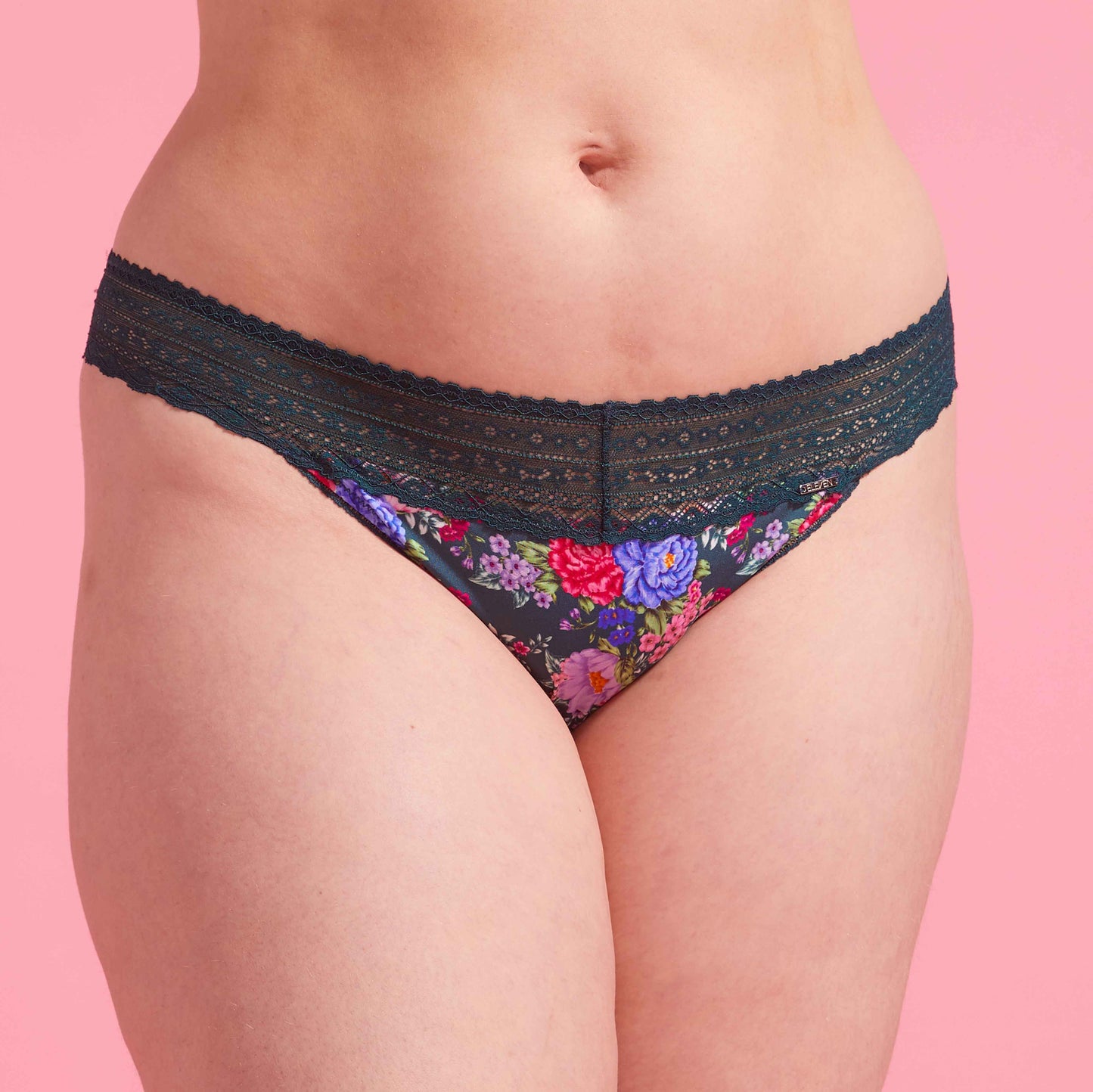Emerald Green Floral Microfibre & Lace Bikini Set