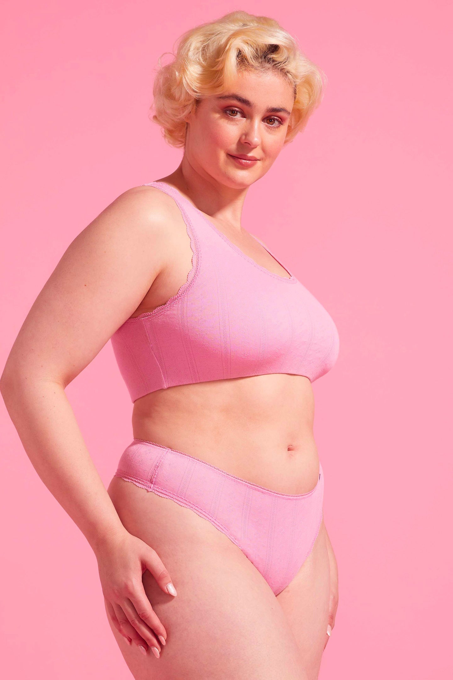 Charlotte Orchid Smoke Cotton Pointelle High Waist G-string Set