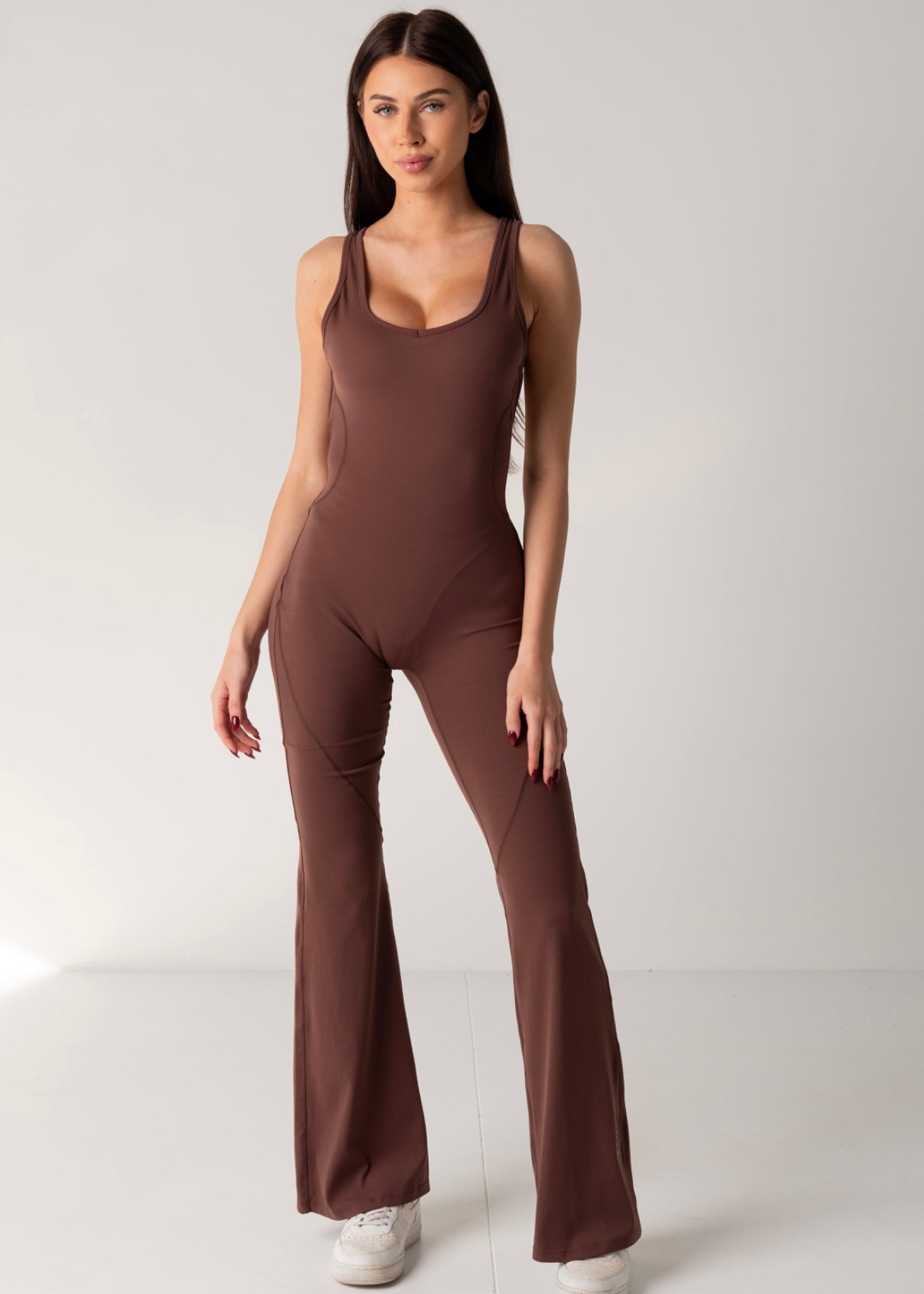 FLARE JUMPSUIT - CHOCOLATE