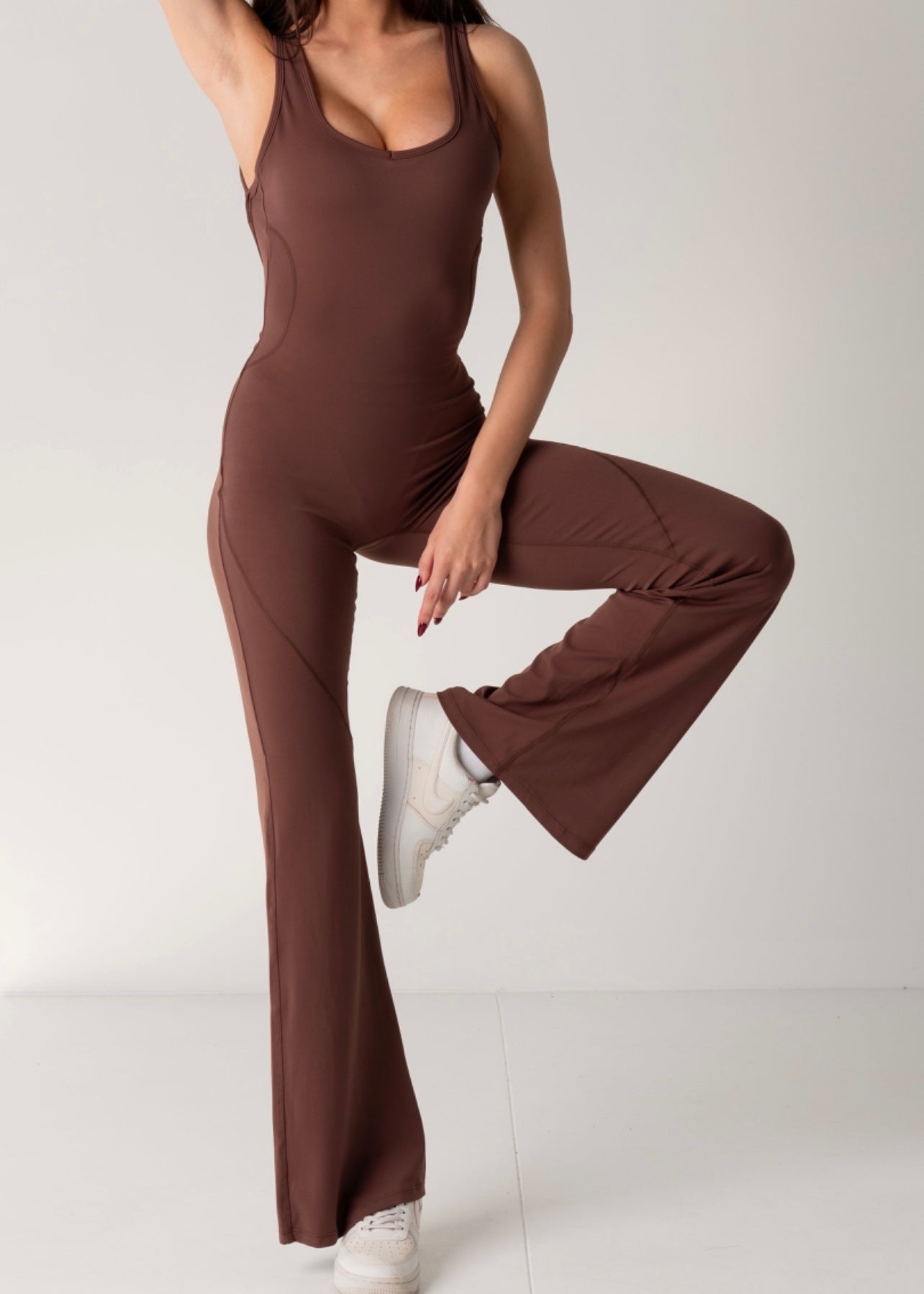 FLARE JUMPSUIT - CHOCOLATE