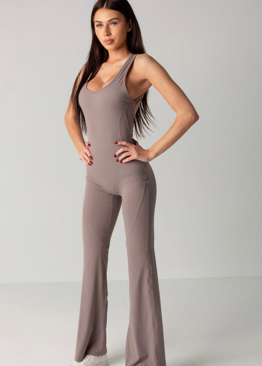 FLARE JUMPSUIT - TAUPE