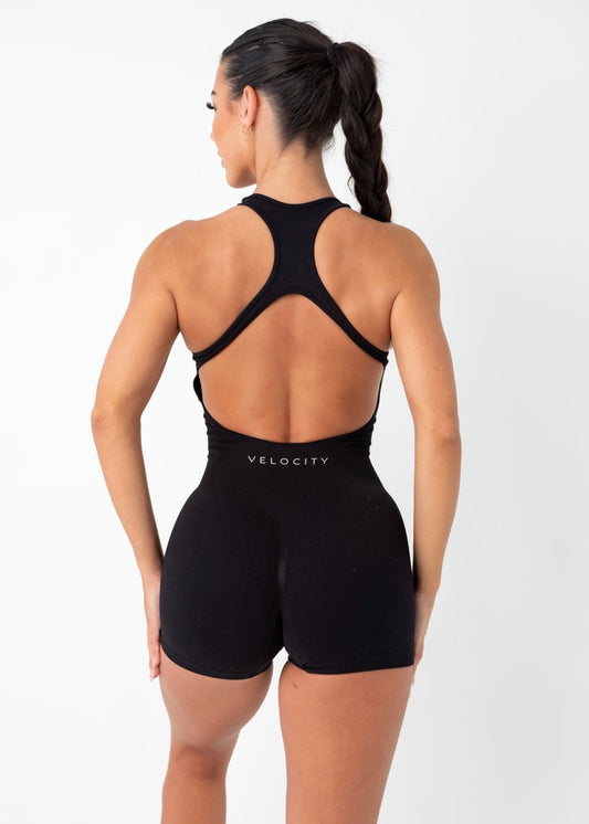 SCRUNCH CONTOUR ONE PIECE - BLACK