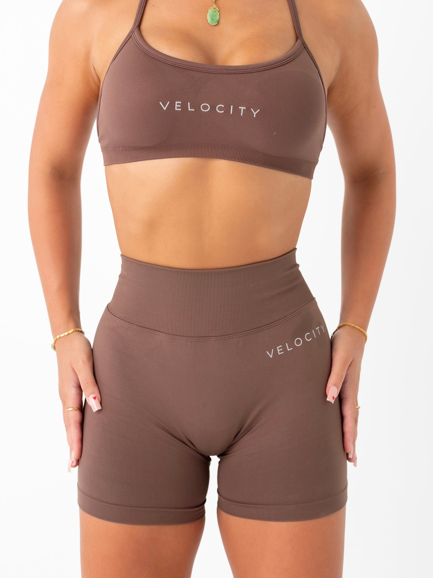 V SCULPT SEAMLESS SHORTS - CHOCOLATE