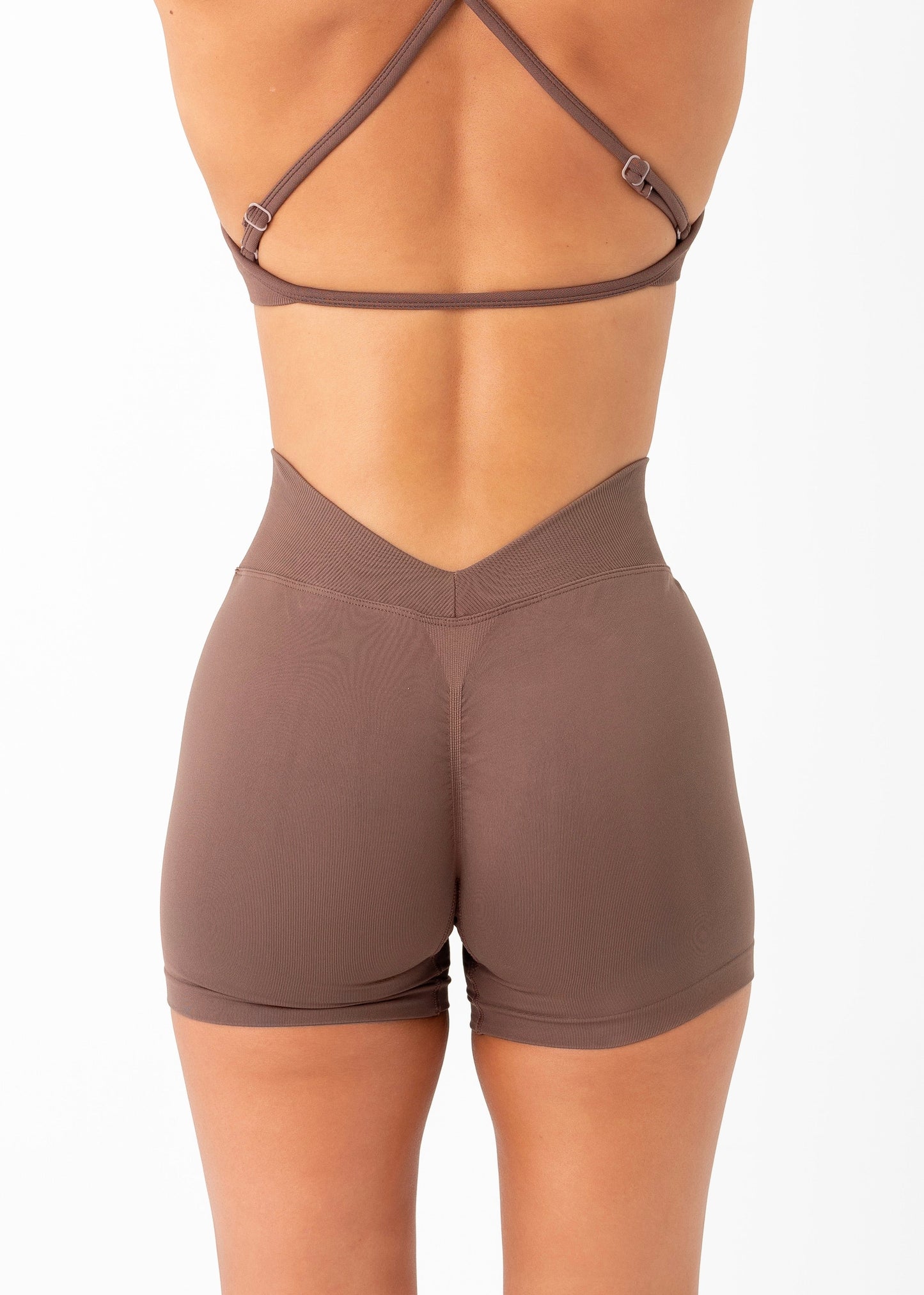 V SCULPT SEAMLESS SHORTS - CHOCOLATE