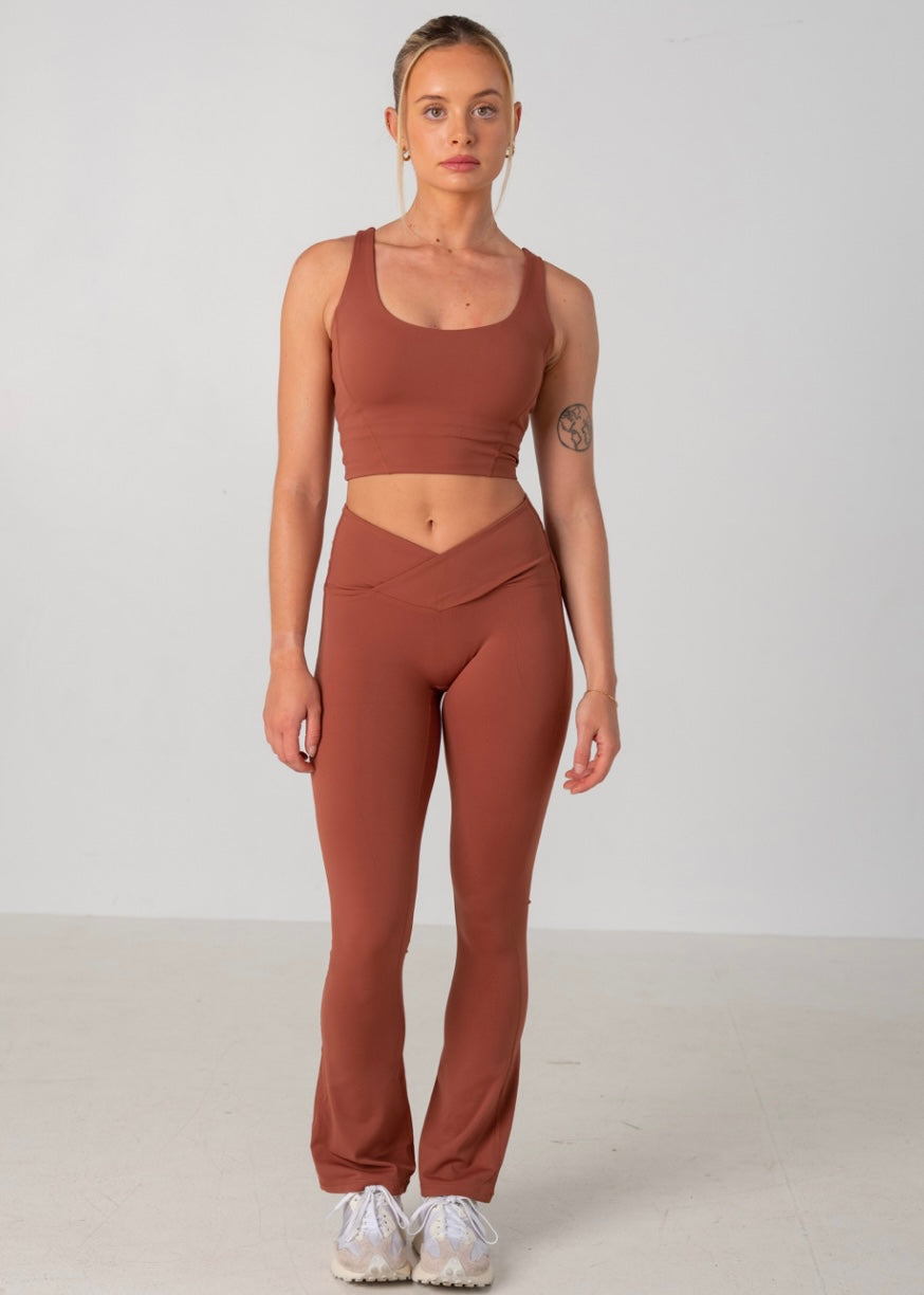 LOLA FLARED LEGGINGS - RUST