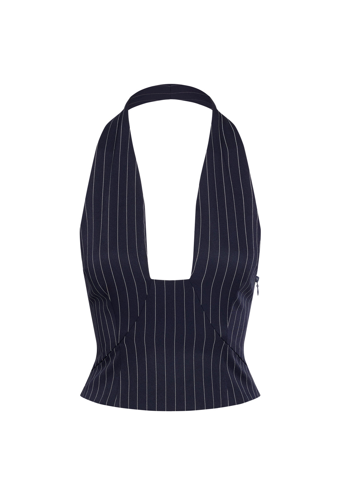AFTER PARTY HALTER - NAVY PINSTRIPE