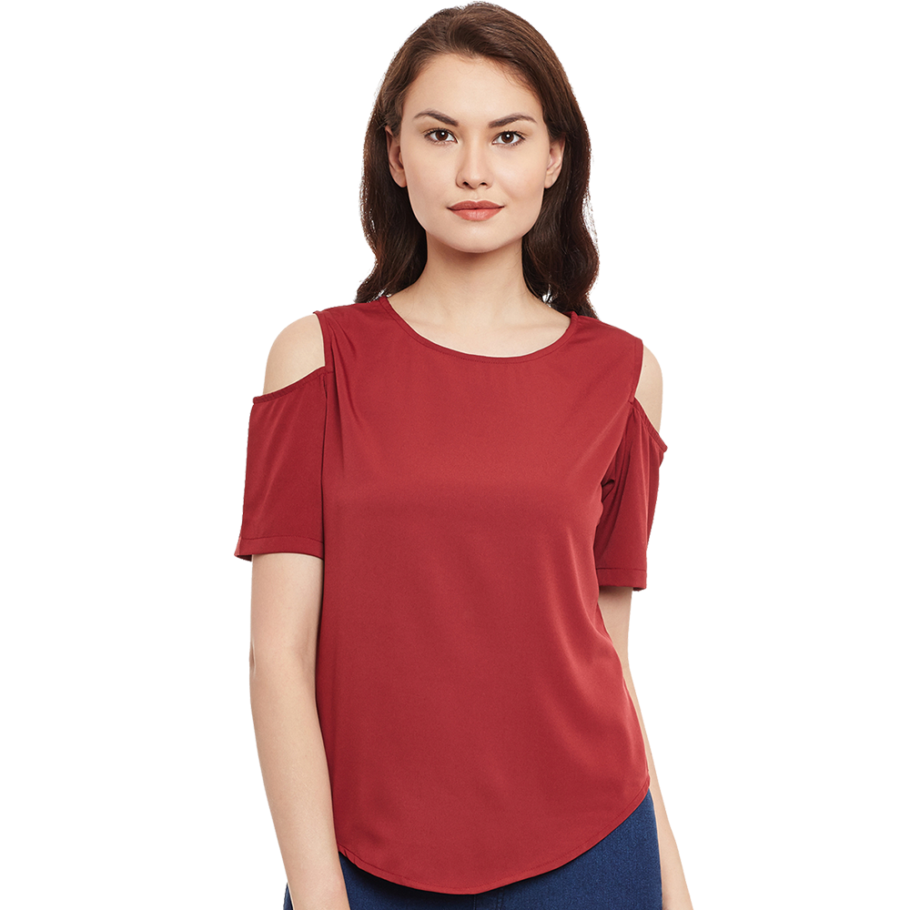 red off shoulder t-shirt