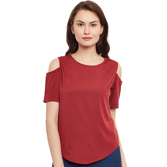 red off shoulder t-shirt