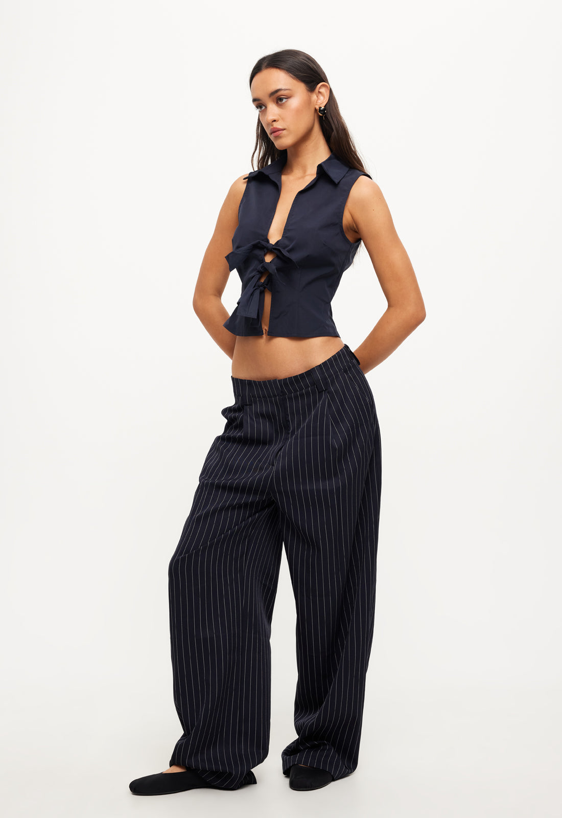 ALLURE TIE TOP - NAVY