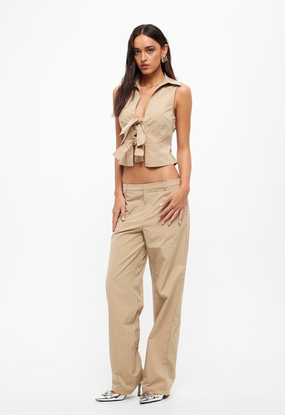ALLURE TIE TOP - TAUPE