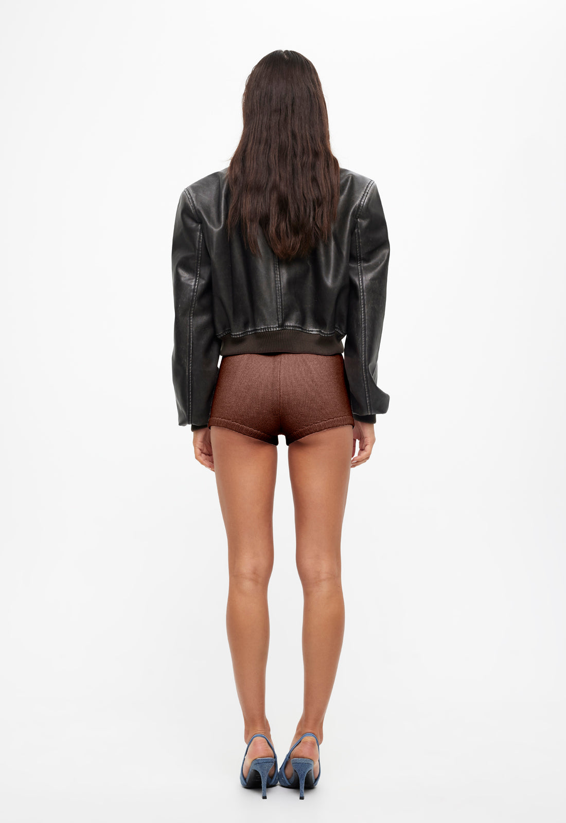 GOLDEN KNIT MINI SHORT - CHOCOLATE
