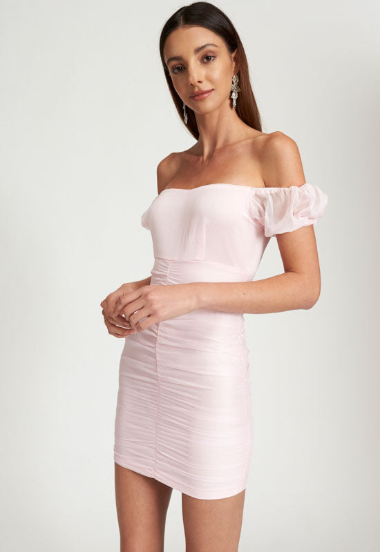 Aimee Off Shoulder Mini Dress - PINK