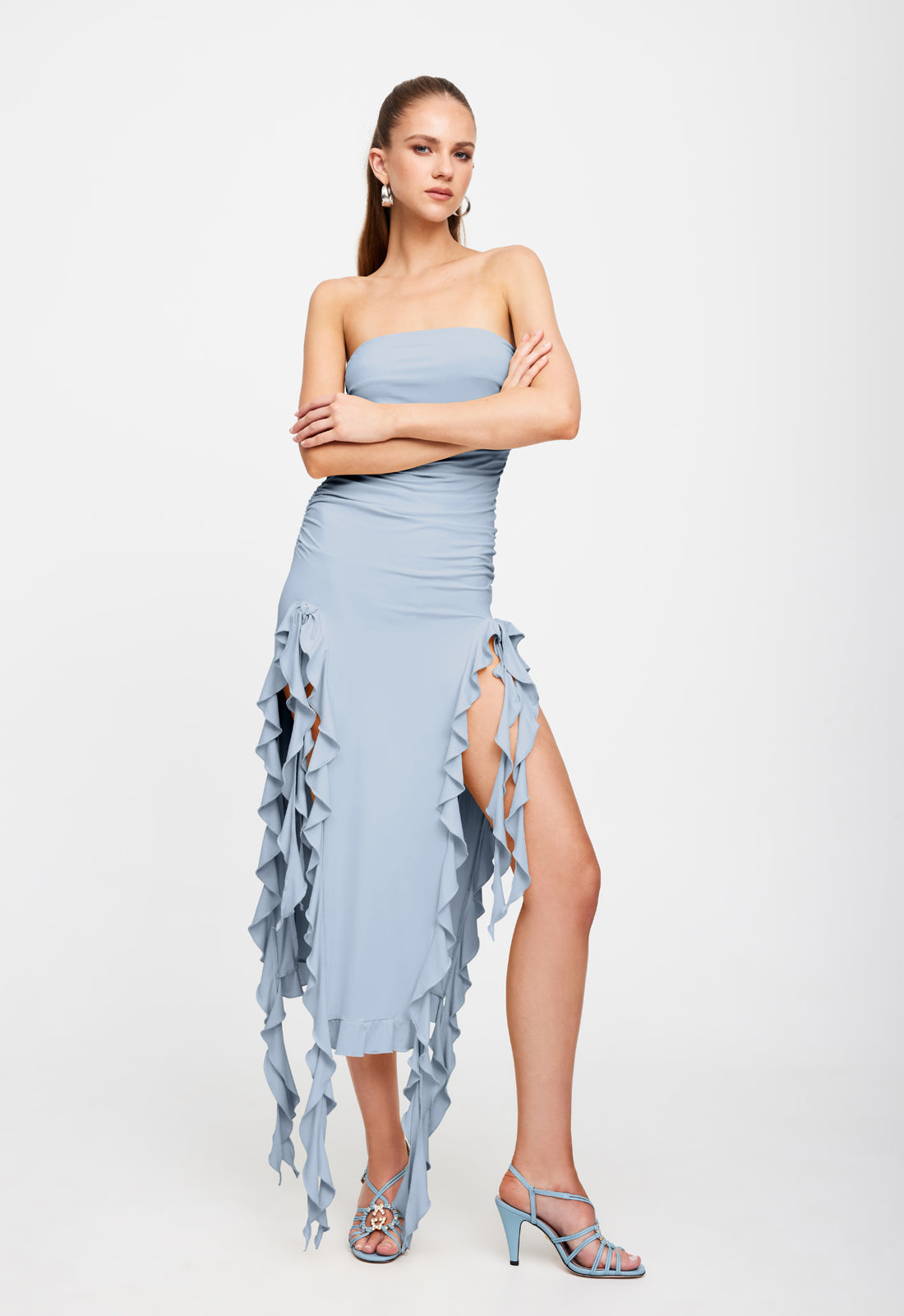 RENDEZVOUS STRAPLESS DRESS - BLUE