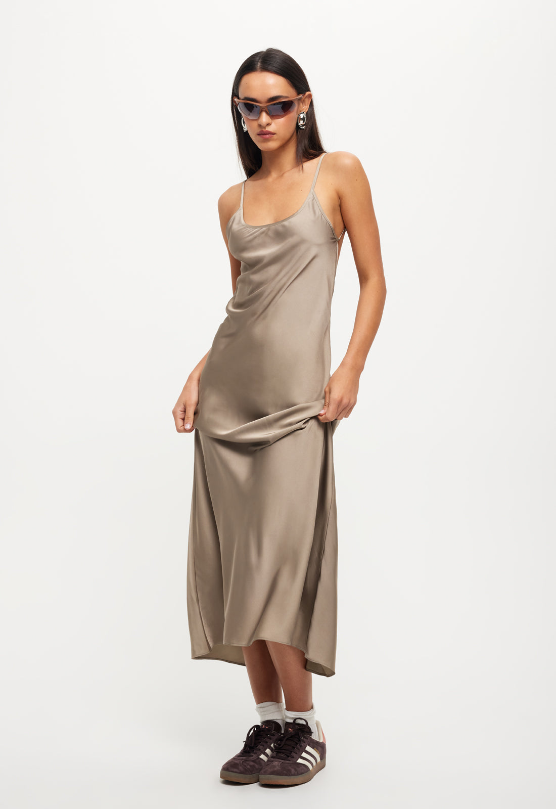 JULIETTE SATIN DRESS - MINERAL