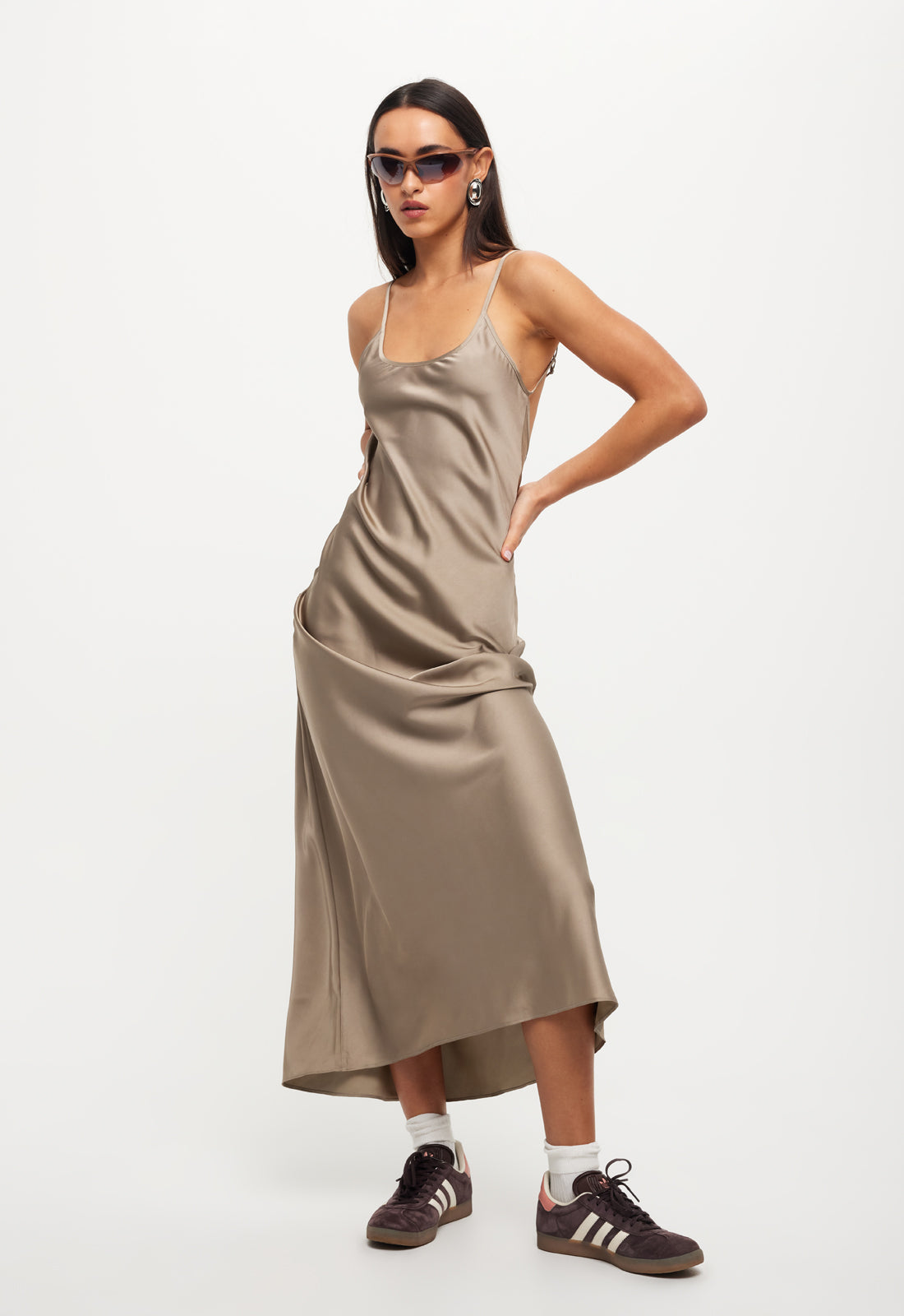 JULIETTE SATIN DRESS - MINERAL