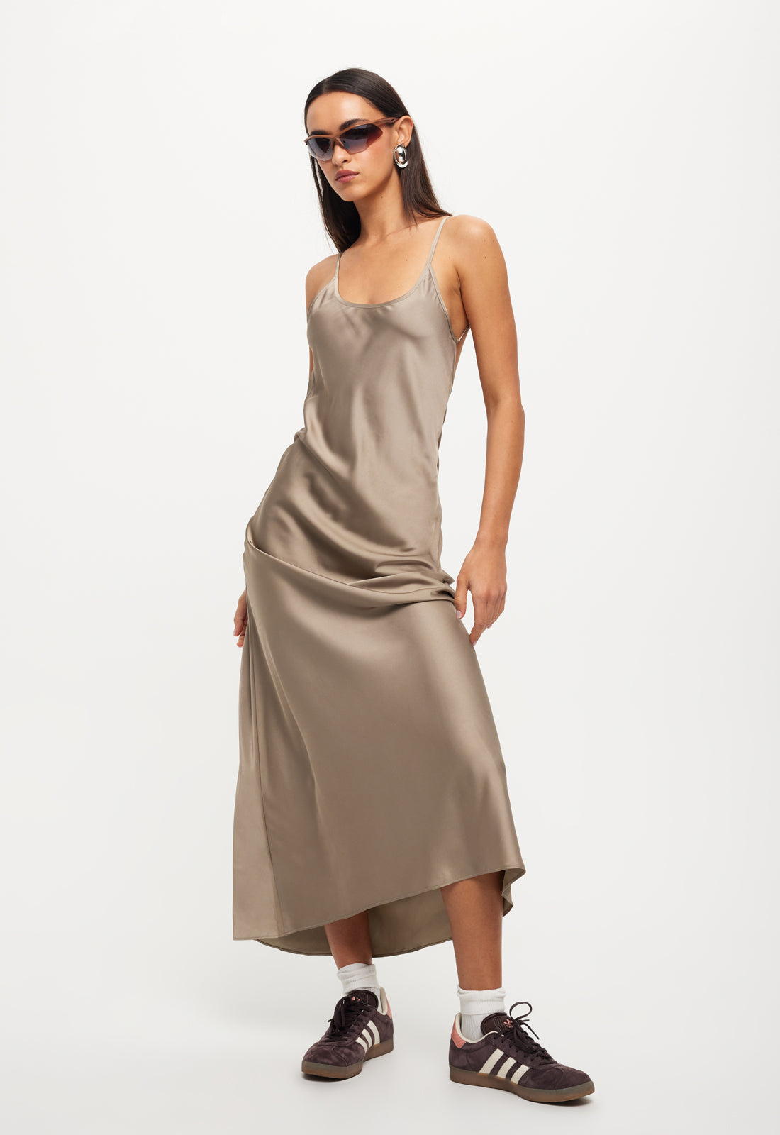 JULIETTE SATIN DRESS - MINERAL