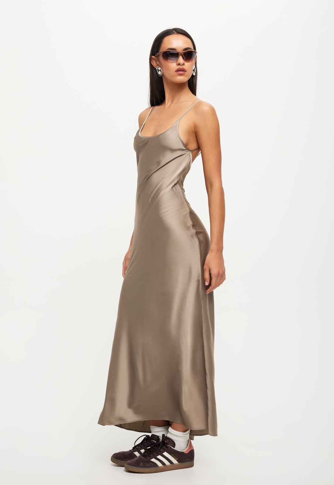 JULIETTE SATIN DRESS - MINERAL