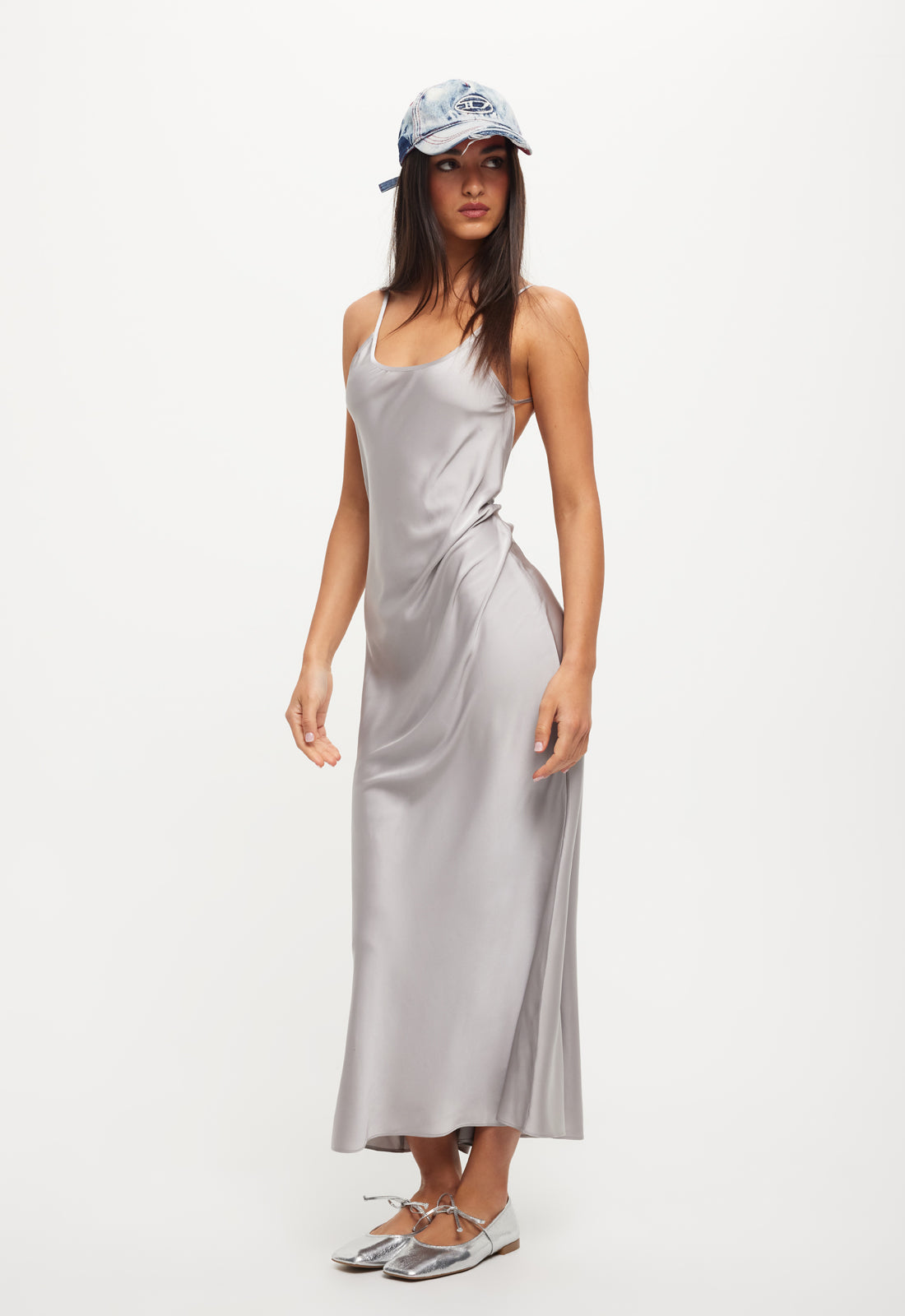 JULIETTE SATIN DRESS - CLOUD