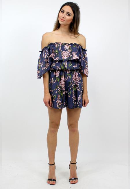 Acoustic Playsuit - NAVY BLOSSOM PRINT