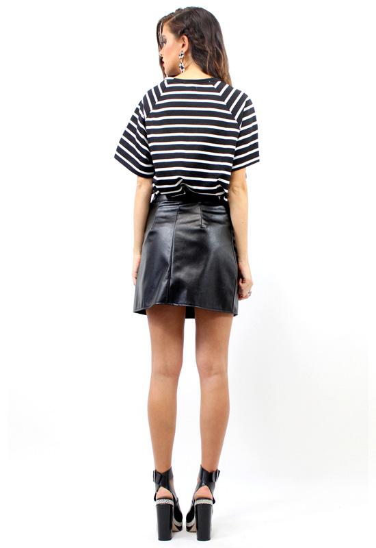 A-Line Leatherette Skirt - BLACK