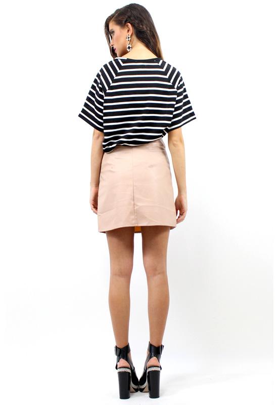 A-Line Leatherette Skirt - BLUSH