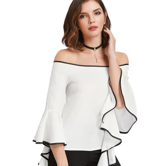 White log sleeve crop top
