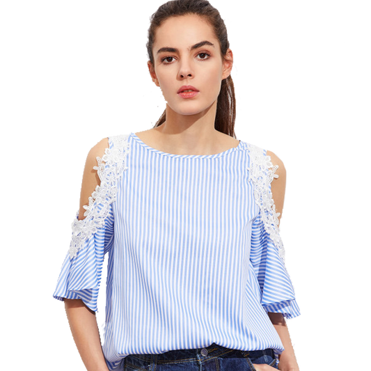 Open Shoulder Back Striped Top