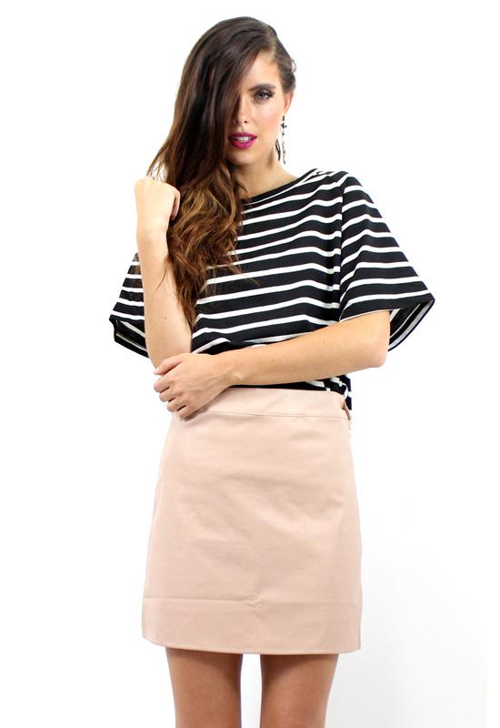A-Line Leatherette Skirt - BLUSH