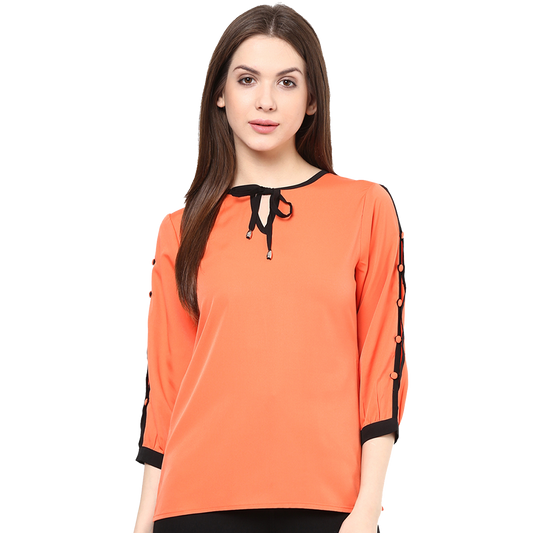 girls orange and black t-shirt