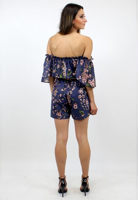 Acoustic Playsuit - NAVY BLOSSOM PRINT