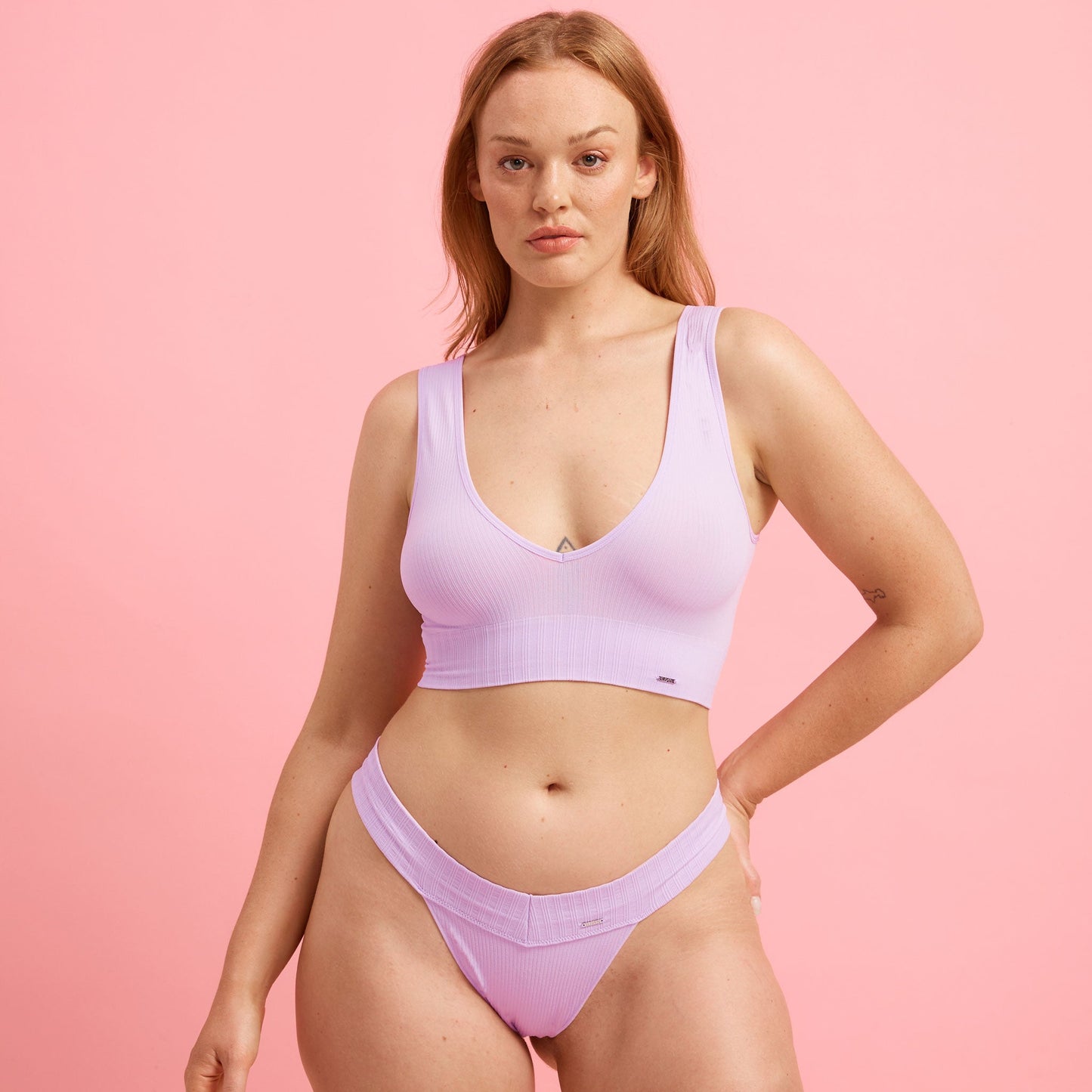 Ribbed Seamfree G String Orchid Set