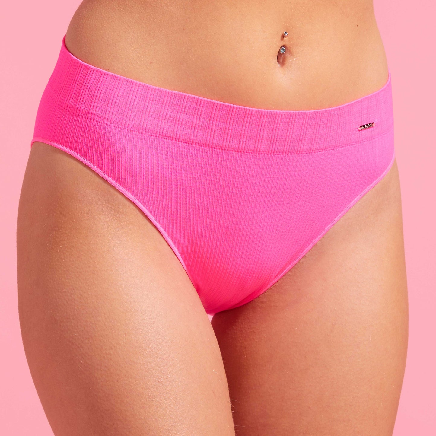 Knockout Pink Ribbed Seamfree High Leg Bikini