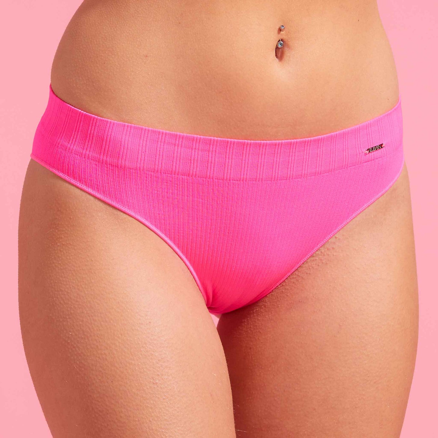 Knockout Pink Ribbed Seamfree Brazilian
