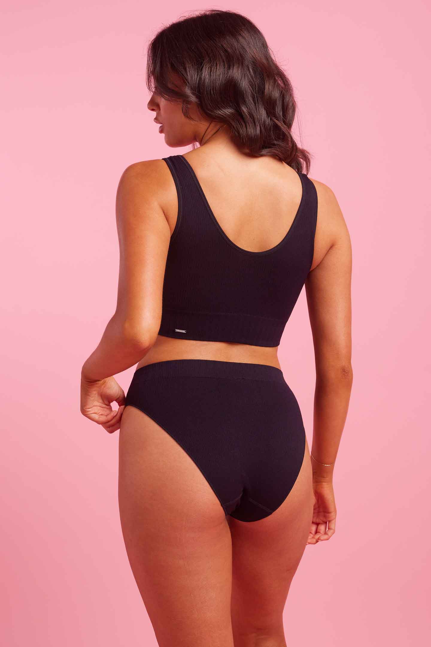 Black Ribbed Seamfree High Waist Bikini