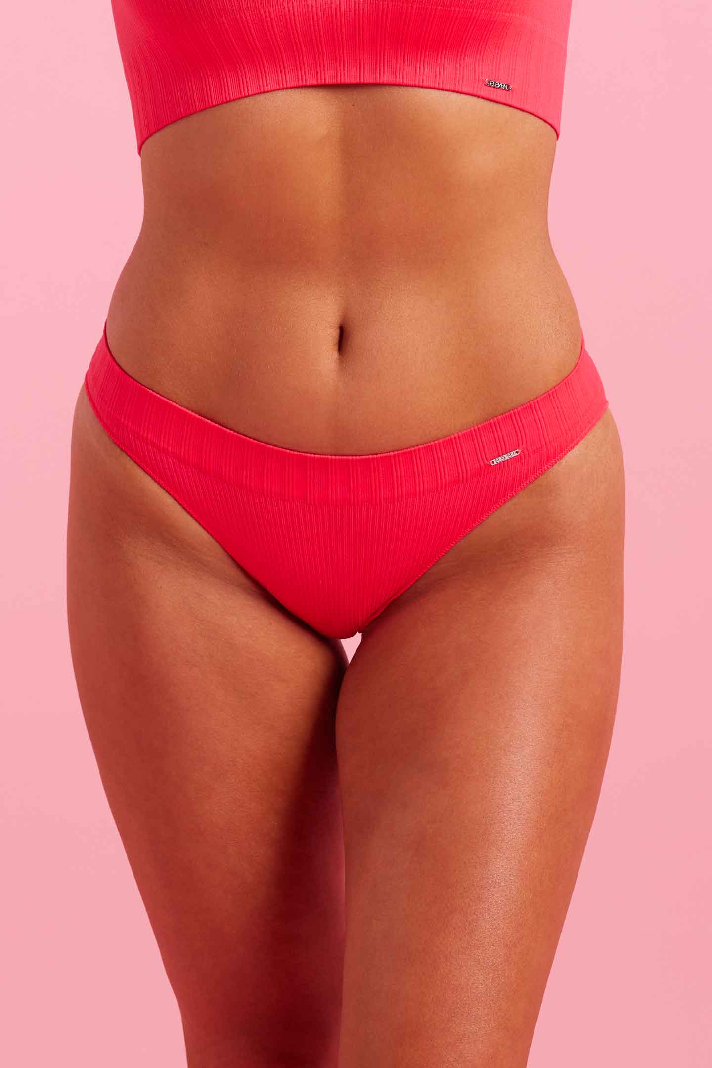 Coral Ribbed Seamfree Bright Bikini