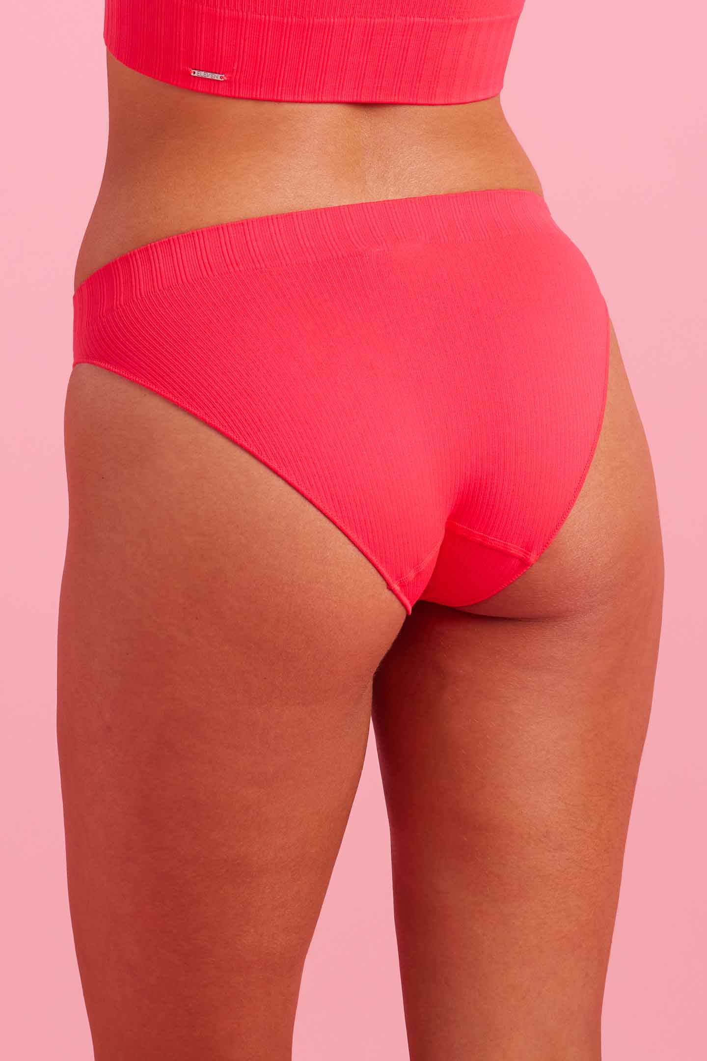 Coral Ribbed Seamfree Bright Bikini