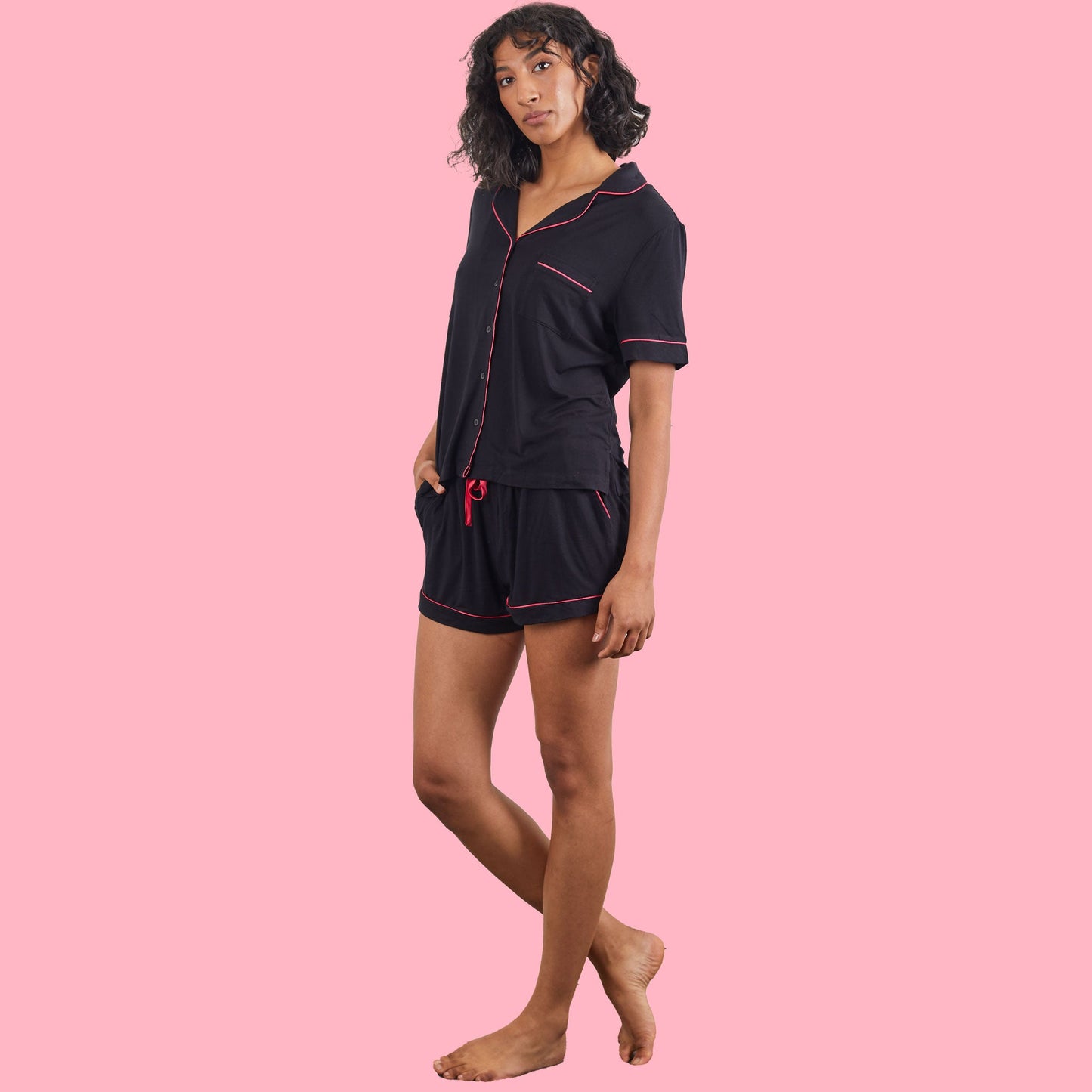 Black Short Sleeve Pyjama Set
