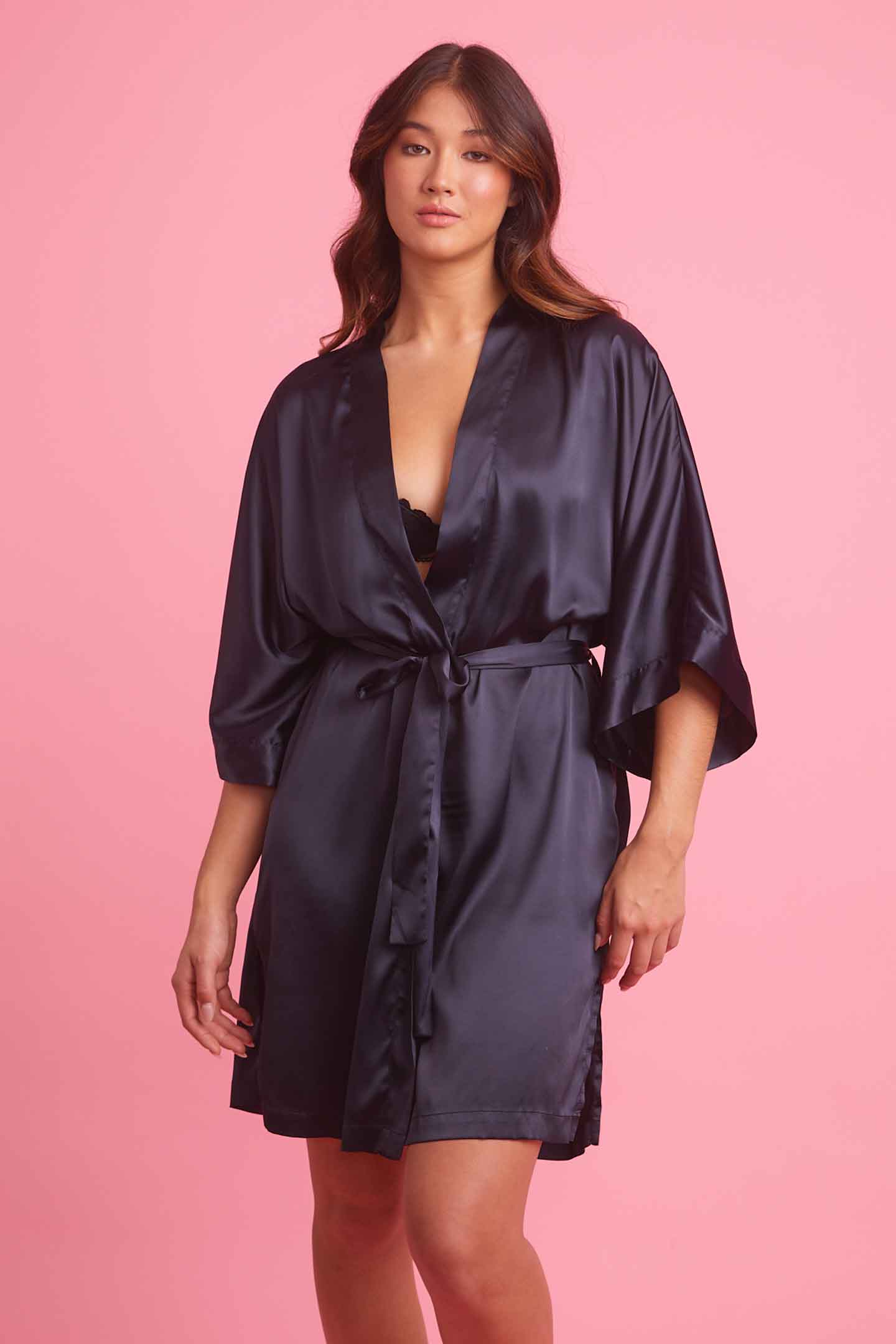 Vixen Black Satin Robe