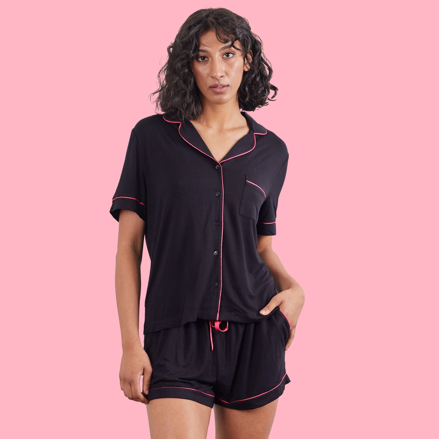 Black Short Sleeve Pyjama Set