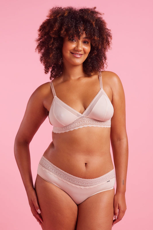Luxe Microfibre & Lace Taupe Boyleg