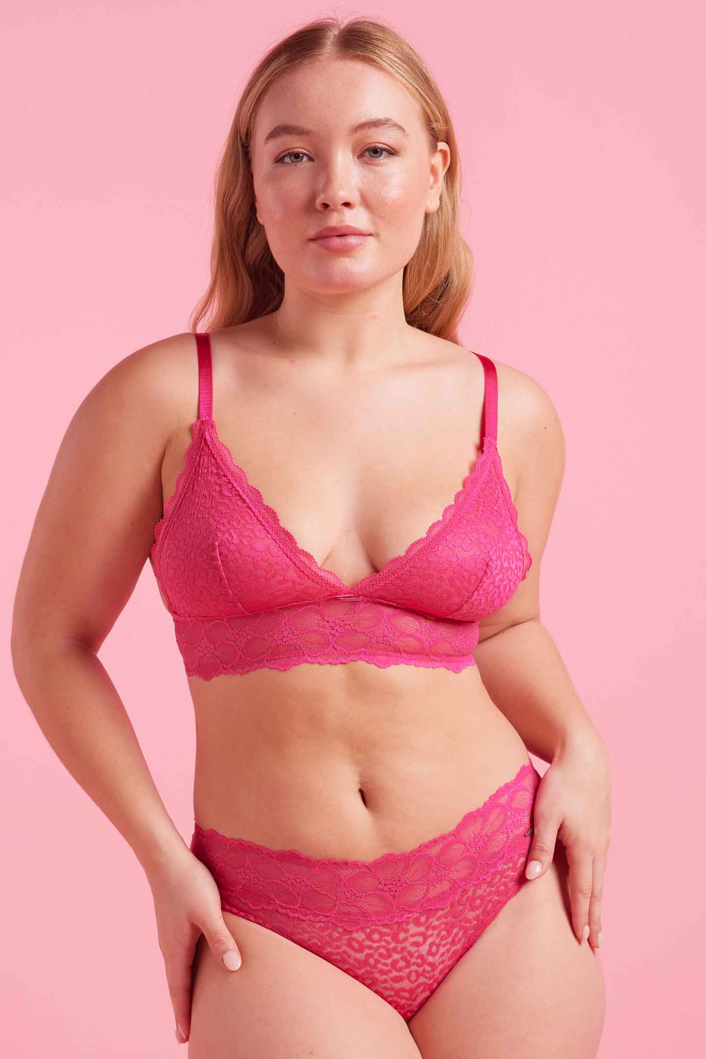 Pink Lace Boyleg Set